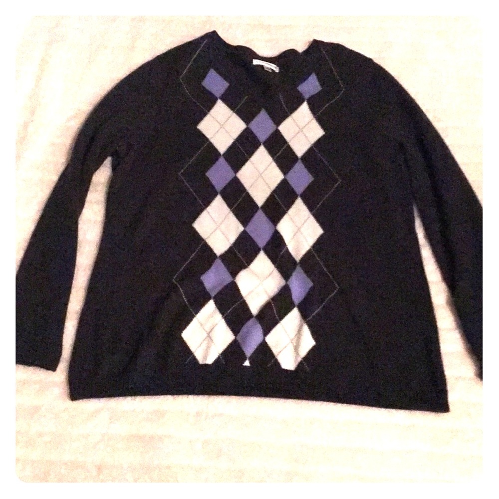 Grey argyle sweater